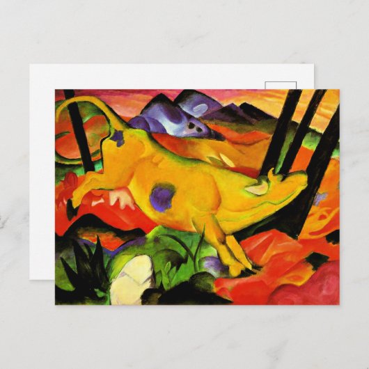 Carte Postale La peinture de Franz Marc, La vache jaune (Devant / Derrière)