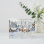 Carte Postale La peinture de Noël de la ferme d'hiver (Debout devant)