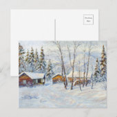 Carte Postale La peinture de Noël de la ferme d'hiver (Devant / Derrière)