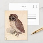 Carte Postale La Petite Chouette | Albrecht Dürer<br><div class="desc">Carte postale de la Petite Chouette (1506) de l'artiste allemand Albrecht Dürer. L'oeuvre originale est une aquarelle d'un hibou. Cliquez sur Customiser pour ajouter votre propre texte ou personnaliser le design.</div>