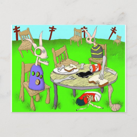 Carte Postale la petite de jeuner su l'herbe (Devant)