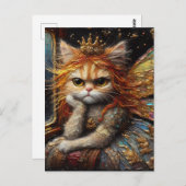 Carte Postale La Petite Fée De Chat Fatigué (Devant / Derrière)