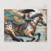 Carte Postale La petite fille sur un cheval Appaloosa (Devant)