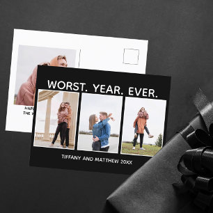 Carte Postale La pire année jamais drôle Noël Photo Humour noir