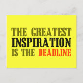 CARTE POSTALE LA PLUS GRANDE INSPIRATION EST DEADLINE FUNNY MEME (Devant)