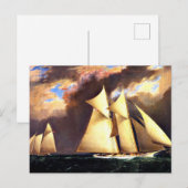 Carte Postale La première course de la Coupe de l'America, 1870, (Devant / Derrière)