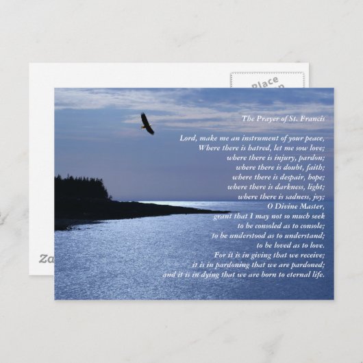 Carte Postale La prière de saint François (Devant / Derrière)