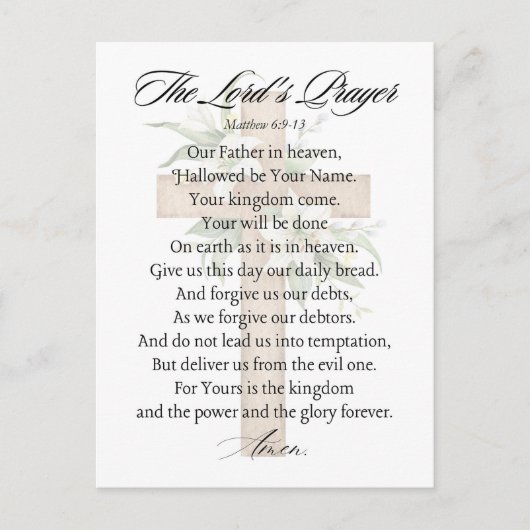 Carte Postale La Prière du Seigneur - Matthieu 6:9-13 Fleur croi (Devant)