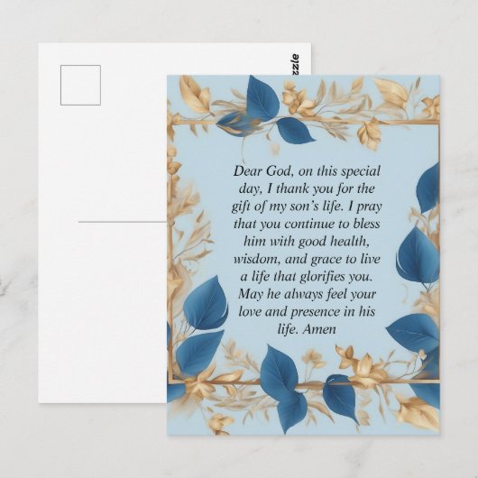 Carte Postale La prière d'une mère pour son fils (Devant / Derrière)