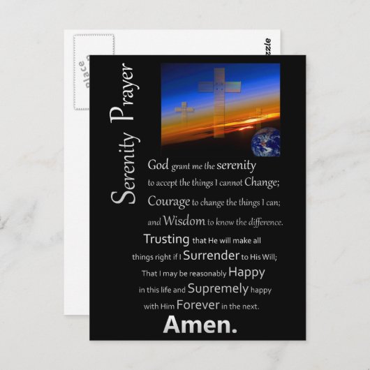 Carte Postale La Prière Sérénité Dans L'Espace (Devant / Derrière)