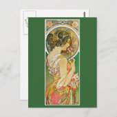 Carte Postale La Primevere, Mucha (Devant / Derrière)