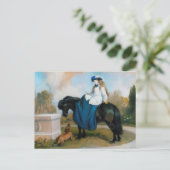 Carte Postale La princesse Beatrice à cheval en amazone & teckel (Debout devant)
