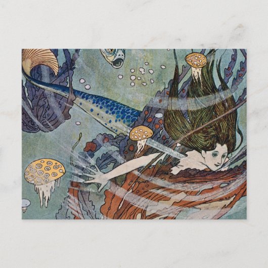 Carte Postale « La Princesse Sirène » par Edmund Dulac (Devant)