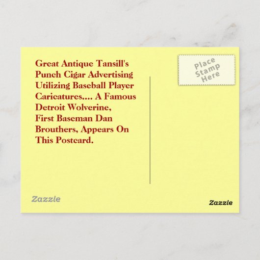 CARTE POSTALE LA PUBLICITÉ CIGAR DE TANSILL POSTCARD VNTG BASEBA (Dos)