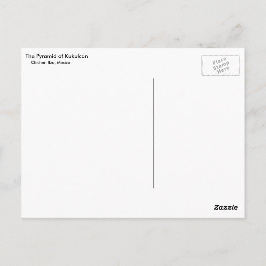 Carte Postale La pyramide de Kukulcan 2 (Dos)