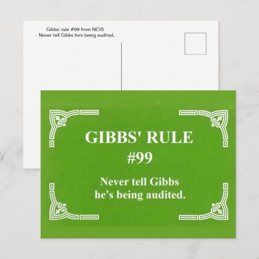 Carte Postale La règle 99 de Gibbs (Devant / Derrière)