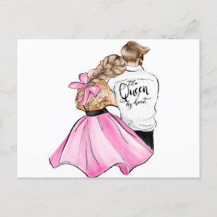 Carte Postale La Reine de mon coeur couple de la Saint-Valentin 