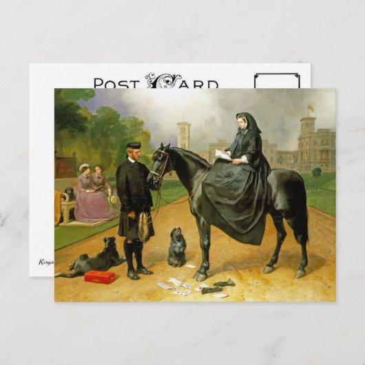 Carte Postale La reine Victoria à cheval en amazone & John Brown (Devant / Derrière)