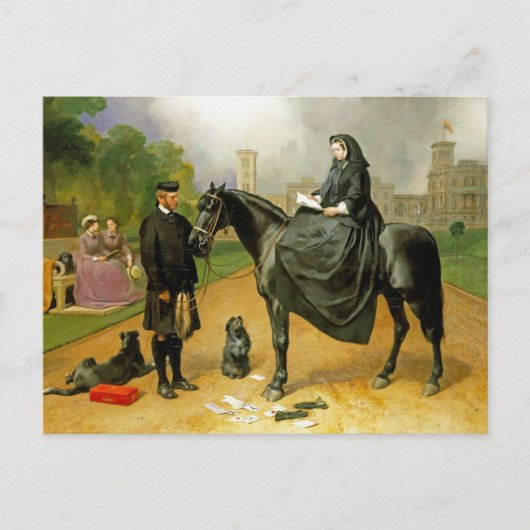 Carte Postale La reine Victoria à cheval en amazone & John Brown (Devant)