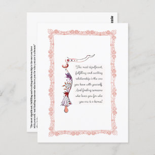 Carte Postale La relation la plus importante, la citation élégan