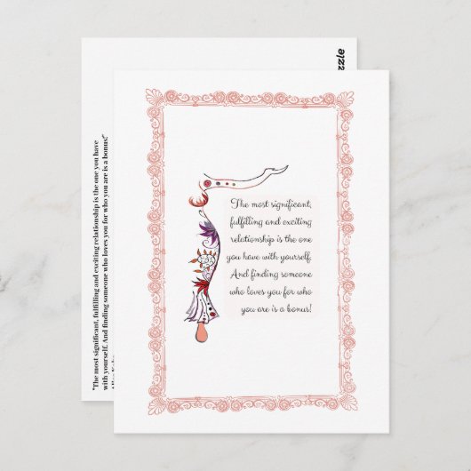 Carte Postale La relation la plus importante, la citation élégan (Devant / Derrière)