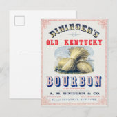 Carte Postale La réserve Bininger's Old Kentucky Bourbon 1849. (Devant / Derrière)