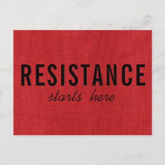 Carte Postale La résistance commence ici sur Red Linen Texture P (Devant)