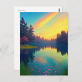 Carte Postale La rivière de charme Baignée par un crépuscule maj (Devant / Derrière)