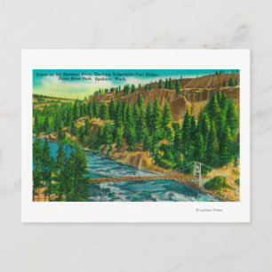 Carte Postale La rivière Spokane et le pont du pied de suspensio
