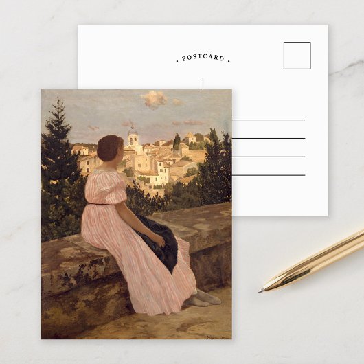 Carte Postale La robe rose | Fré dé ric Bazille