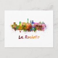 La Rochelle skyline in watercolor