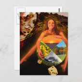 Carte Postale La roue de Fortune Tarot Card Art (Devant / Derrière)