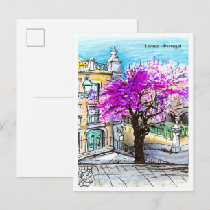 Carte Postale La rue typique de Lisbonne Portugal