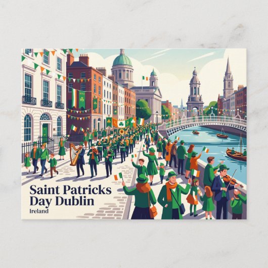 Carte Postale La Saint-Patrick à Dublin en Irlande (Devant)