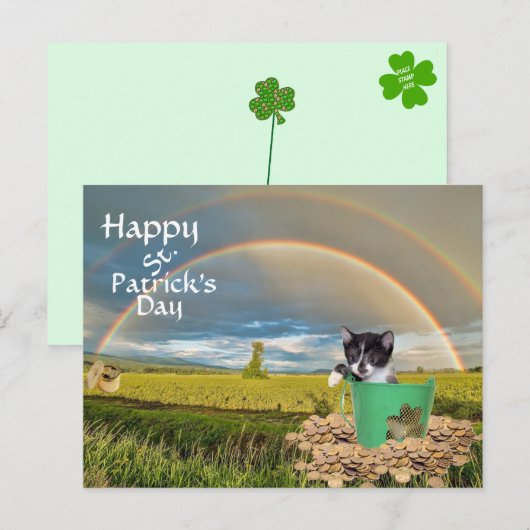 Carte Postale La Saint-Patrick de Foxi Moxi le chat (Devant / Derrière)