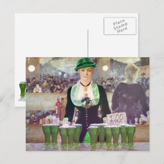 Carte Postale La Saint Patrick du Bartender (Devant / Derrière)