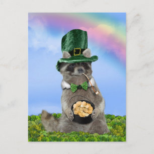 Carte Postale La Saint-Patrick - Raton laveur chanceux