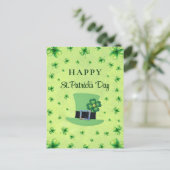 Carte Postale La Saint-Patrick Trèfle aquarelle sur fond vert (Debout devant)