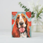Carte Postale la Saint-Valentin Basset Hound (Debout devant)