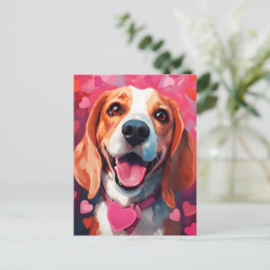 Carte Postale la Saint-Valentin beagle (Debout devant)
