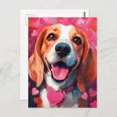 Carte Postale la Saint-Valentin beagle (Devant / Derrière)