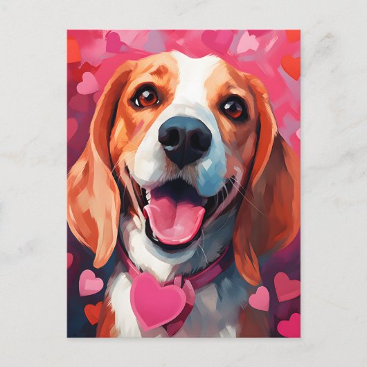 Carte Postale la Saint-Valentin beagle (Devant)