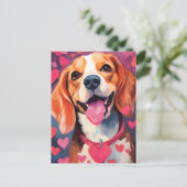 Carte Postale la Saint-Valentin Beagle (Debout devant)