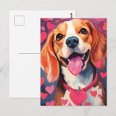 Carte Postale la Saint-Valentin Beagle (Devant / Derrière)