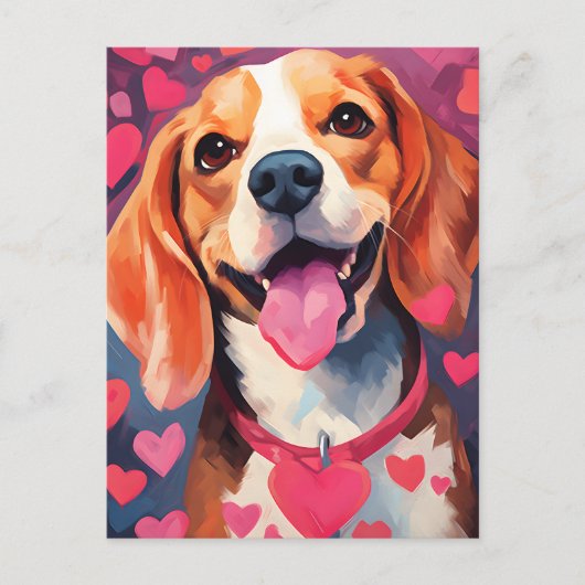 Carte Postale la Saint-Valentin Beagle (Devant)