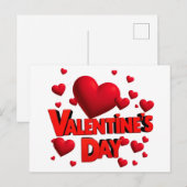 Carte Postale la Saint-Valentin coeurs d'amour (Devant / Derrière)