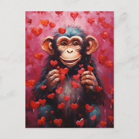 Carte Postale La Saint-Valentin des chimpanzés (Devant)