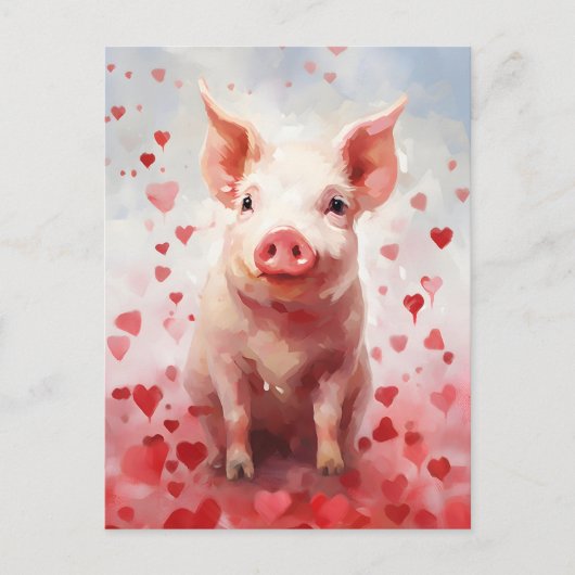 Carte Postale La Saint-Valentin des cochons (Devant)