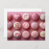 Carte Postale La Saint-Valentin des cupcakes rose (Devant / Derrière)