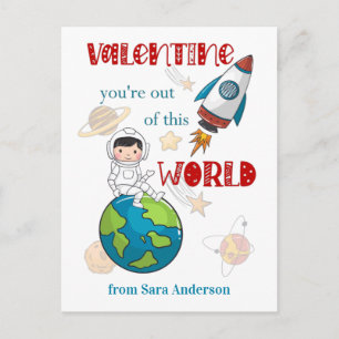 Carte Postale La Saint-Valentin des enfants dans l'espace est ho